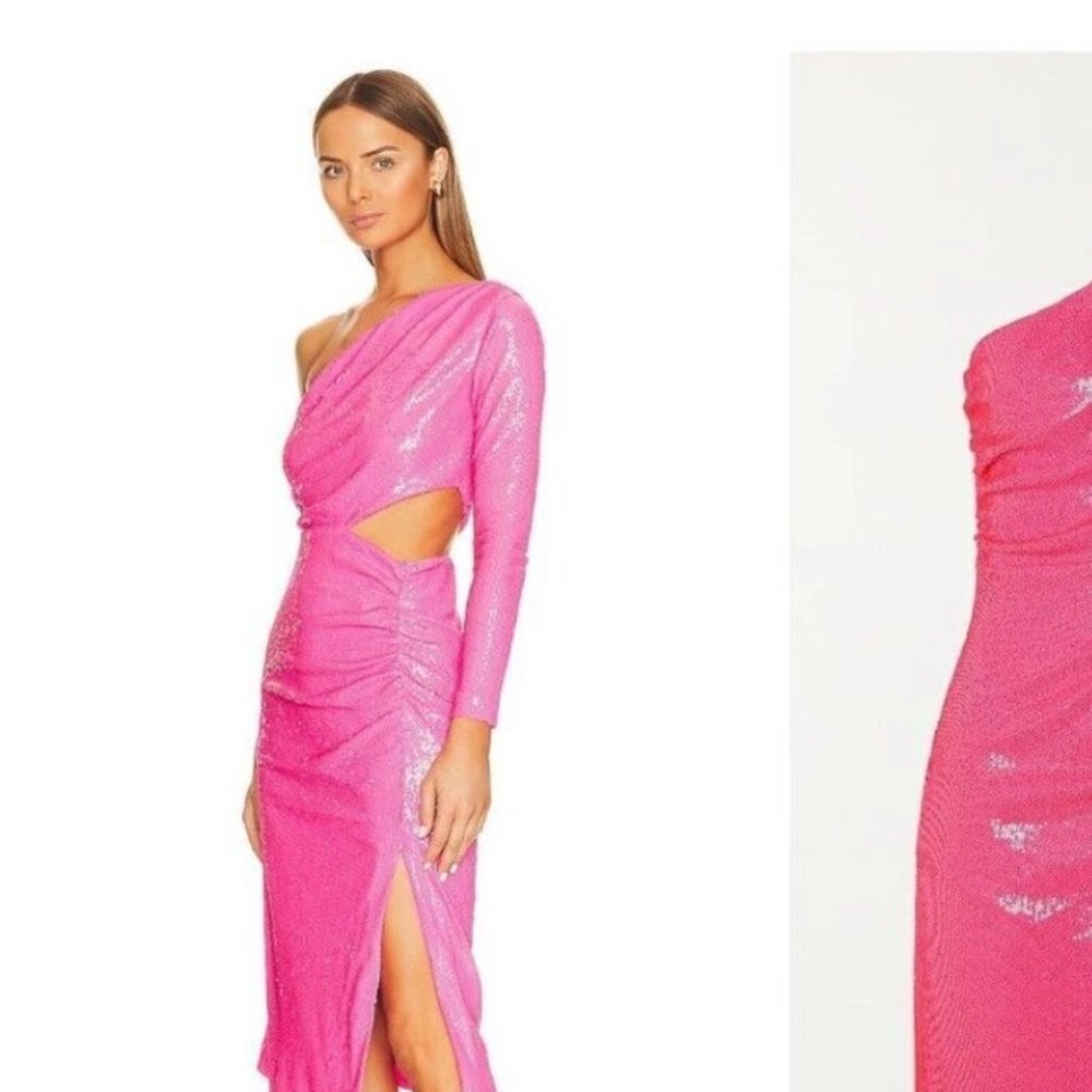 REVOLVE NWT - L’Agence Christie Pink Sequin One Shoulder Dress